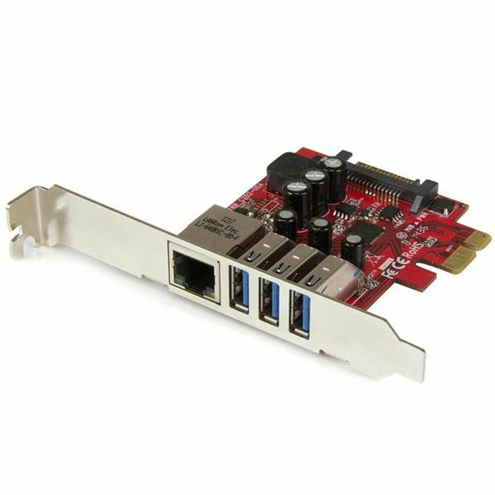 StarTech.com Tarjeta Adaptador de Red Ethernet Gigabit y Hub USB 3.0 de 3 Puertos, PCI Express, Rojo/Metálico StarTech.com Tarjeta Adaptador de Red Ethernet Gigabit y Hub USB 3.0 de 3 Puertos, PCI Express, Rojo/Metálico