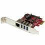 StarTech.com Tarjeta Adaptador de Red Ethernet Gigabit y Hub USB 3.0 de 3 Puertos, PCI Express, Rojo/Metálico