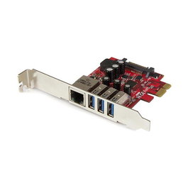 Startechcom Pexusb3S3 Tarjeta de Red Ethernet Gigabit Combo con Hub USB 3.0 de 3 Puertos PCIe Perfil Bajo