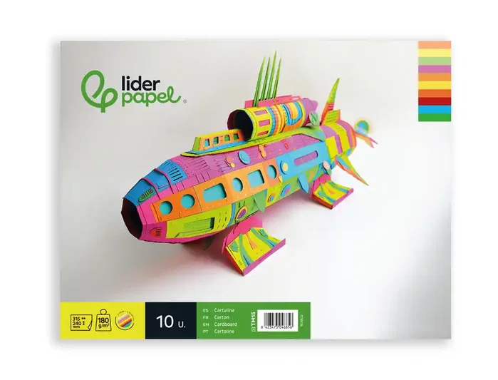 Liderpapel Bloc trabajos manuales cartulina 180 g/m² 240x315mm 10 hojas colores neon e intensos