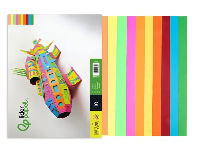 Liderpapel Bloc trabajos manuales cartulina 180 g/m² 240x315mm 10 hojas colores neon e intensos