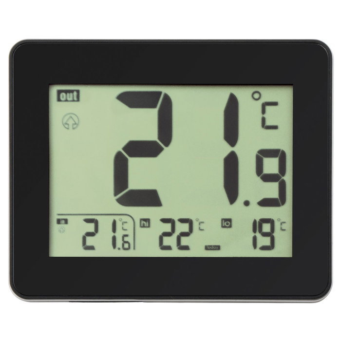Day Termómetro Interior/Exterior, Rango -50 ºC a 70 ºC con Memoria, Cable 1.4m, Pantalla LCD
