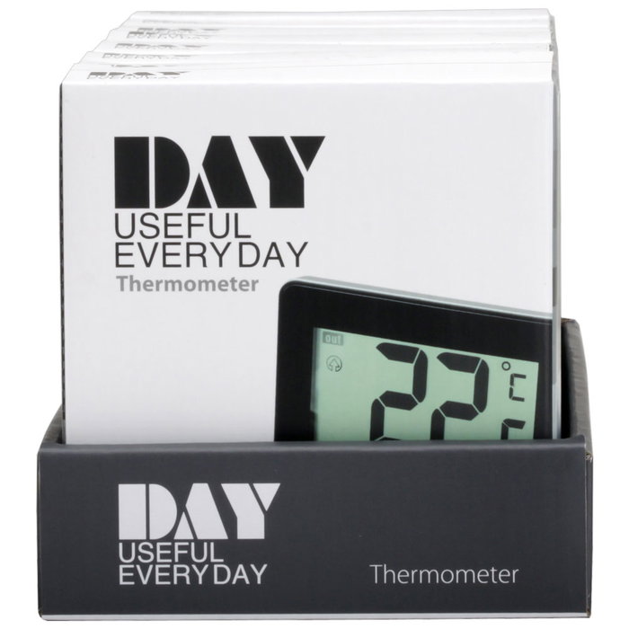 Day Termómetro Interior/Exterior, Rango -50 ºC a 70 ºC con Memoria, Cable 1.4m, Pantalla LCD