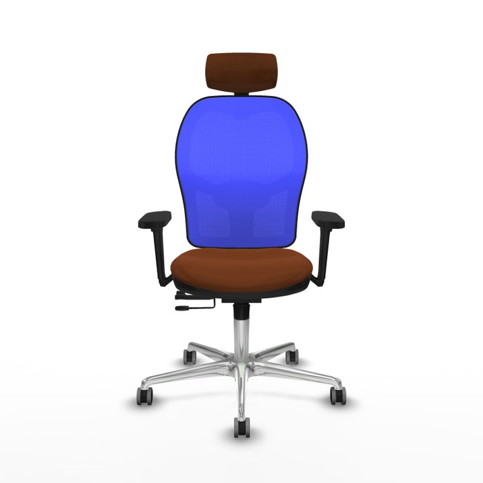 PIQUERAS Y CRESPO Silla de oficina Jorquera con mecanismo Sincro/Traslack, Marrón y Azul