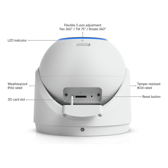 Ubiquiti G6 Pro Turret, Cámara de Seguridad IP 8MP 4K para Interior y Exterior, PoE+, Blanco - UVC-G6-Pro-Turret-W