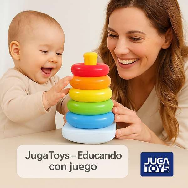 Jugatoys - misprimerosjuguetes Pirámide con aros encajables Amarillo