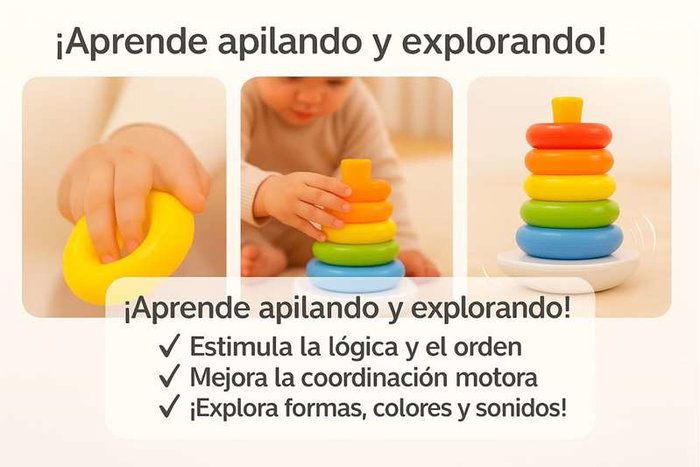 Jugatoys - misprimerosjuguetes Pirámide con aros encajables Amarillo