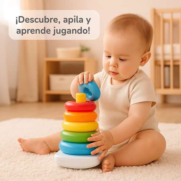 Jugatoys - misprimerosjuguetes Pirámide con aros encajables Amarillo