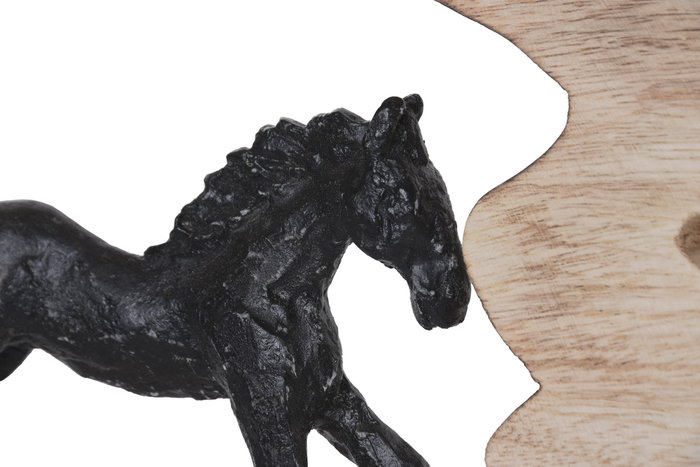 DKD Home Decor Figura de Caballos en Mango y Resina, Natural y Negro