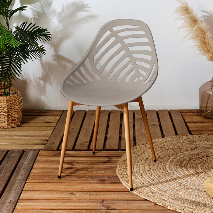 Home Deco Factory Silla Exterior Taupé Plástico PP y Hierro 52,3x53,3xh.83,4cm