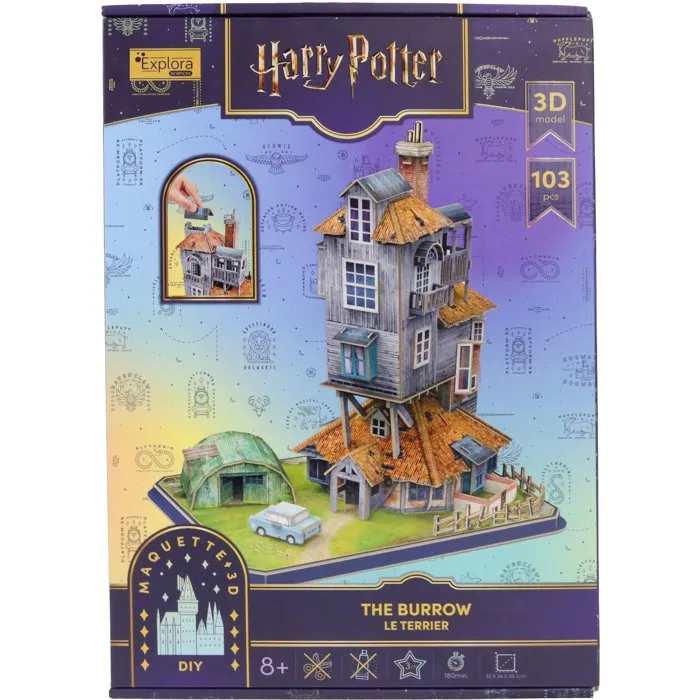 Explora EXP3301045403090 Rompecabezas 3D La Madriguera de los Weasley, licencia Harry Potter, para mayores de 8 años