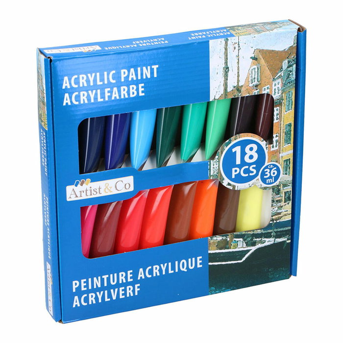 Artist&Co Set de Pinturas Acrílicas Colores Surtidos 36 ml, 18 uds