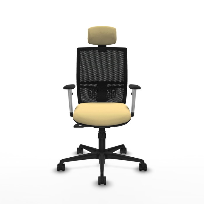 PIQUERAS Y CRESPO Silla de oficina Yunquera con mecanismo Sincro, Crema y Negro