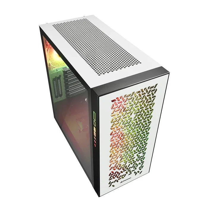 Sharkoon ELITE SHARK CA300H Torre Caja PC Gaming ATX/EATX con Cristal Templado, 4 Ventiladores RGB, USB-C, Blanco