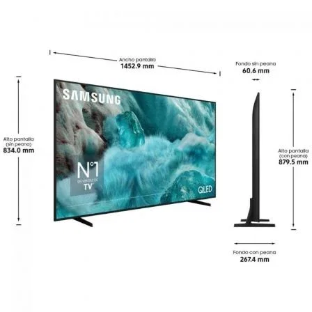 Samsung Televisor QLED Q7F4 TQ65Q7F4AU 65" Ultra HD 4K Smart TV con Procesador Q4 AI, Quantum HDR, WiFi, Bixby, Diseño Slim Look - Modelo 2025