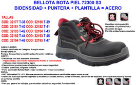 BELLOTA Bota de Seguridad de Piel S3 Nº39 con Puntera y Plantilla de Acero