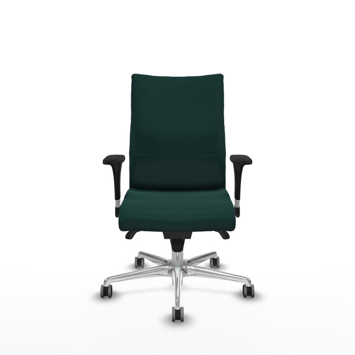 Silla Albacete confidente con mecanismo Sincro tapizada con Similpiel color Verde botella. Equipada con Base aluminio, Brazos 1D y Ruedas 65 mm parqué Silla Albacete confidente con mecanismo Sincro tapizada con Similpiel color Verde botella. Equipada con Base aluminio, Brazos 1D y Ruedas 65 mm parqué