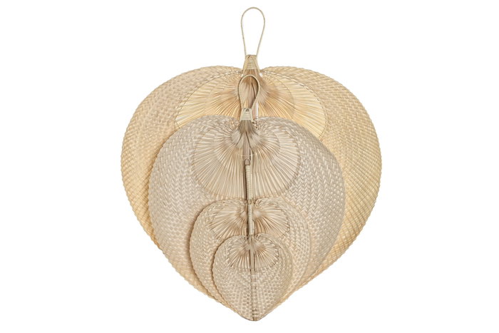 DKD Home Decor Set de 4 Decoraciones de Pared de Bambú Diseño Abanico