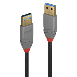 Lindy Cable USB 3.2 Gen 1 Tipo A a Tipo A 3m, 5Gbps, Anthra Line, Negro/Gris
