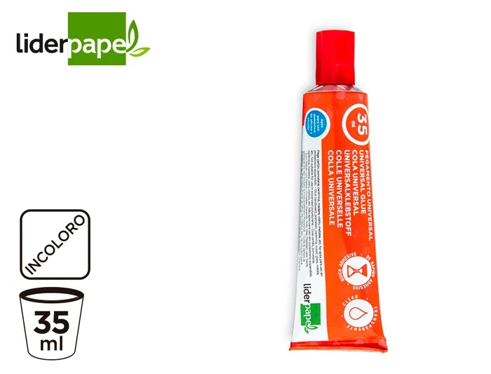 Liderpapel Pegamento Universal Transparente 35 ml para Cartón, Porcelana, Madera, Vidrio, Metal y Más