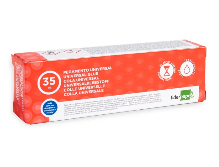 Liderpapel Pegamento Universal Transparente 35 ml para Cartón, Porcelana, Madera, Vidrio, Metal y Más