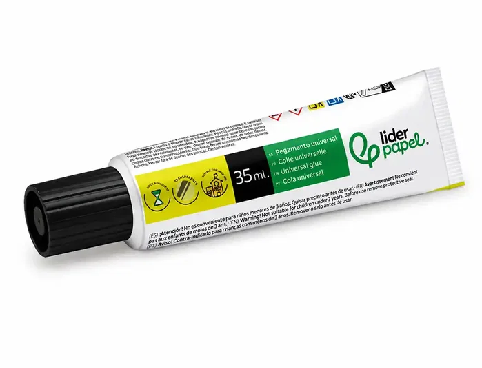 Liderpapel Pegamento Universal Transparente 35 ml para Cartón, Porcelana, Madera, Vidrio, Metal y Más