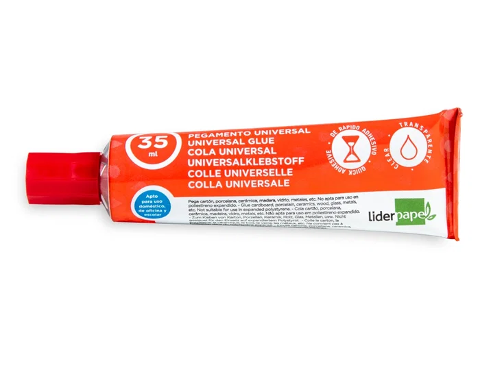 Liderpapel Pegamento Universal Transparente 35 ml para Cartón, Porcelana, Madera, Vidrio, Metal y Más