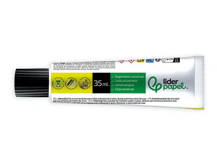 Liderpapel Pegamento Universal Transparente 35 ml para Cartón, Porcelana, Madera, Vidrio, Metal y Más