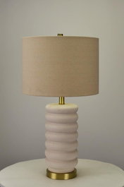 DKD Home Decor Lámpara Sobremesa Beige Dorado 35 x 64 x 35 cm