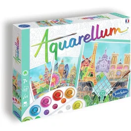 Sentosphere AUC3373910063975 Juego de Acuarelas Capitales, 9 Colores y 3 Pinturas para Delineado sobre Papel Vitela, para Mayores de 7 Años