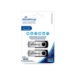 MediaRange MR911-2 Lote 2 USB Sticks 32GB USB 2.0 Flexi Negro Plata