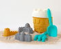 KioKids Set Cubo de Playa Castillos Juguete para Niños +18 Meses con Pala y Molde 7 Piezas