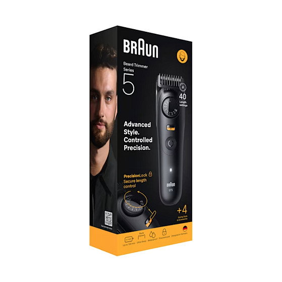 Braun BT5520 Series 5 Beard Trimmer Recortador de Barba Negro 40 Longitudes Inalámbrico