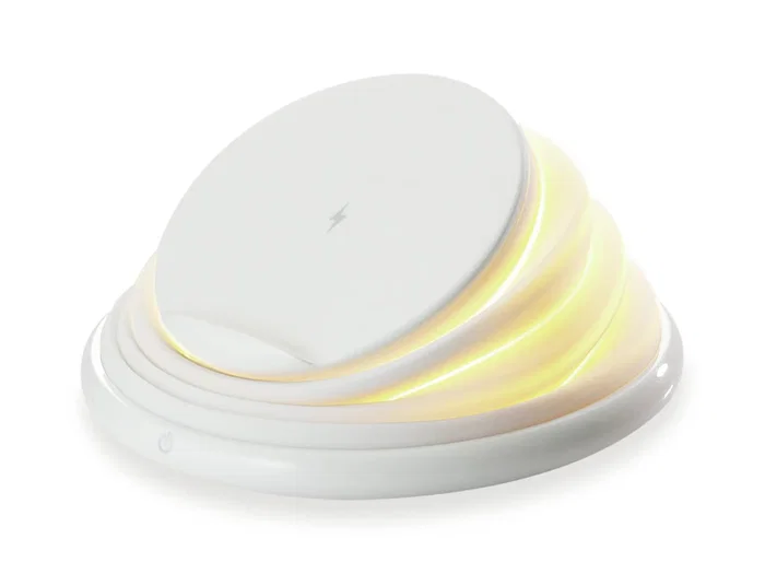 Conceptronic GORGON02W Cargador Inalámbrico Qi con Soporte Plegable - 10W Carga Rápida, PowerIQ, Color Blanco, Indicador LED, Compatibilidad Universal