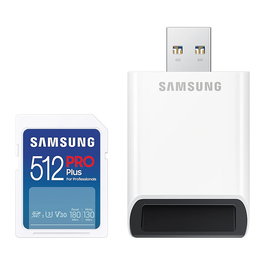 Samsung PRO Plus MB-SD512SB/WW Tarjeta de Memoria SDXC 512 GB, UHS-I, Clase 3 (U3), V30, Lectura 180 MB/s, Escritura 130 MB/s, Blanca, Resistente Agua Golpes X-Ray 2023