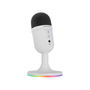 Mars Gaming Micrófono Compacto de Condensador MMICCX USB Blanco con Iluminación ARGB, Cancelación de Ruido ENC, 196kHz/24 bits, Compatible con PC, Mac, PS4, PS5