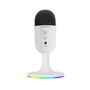 Mars Gaming Micrófono Compacto de Condensador MMICCX USB Blanco con Iluminación ARGB, Cancelación de Ruido ENC, 196kHz/24 bits, Compatible con PC, Mac, PS4, PS5