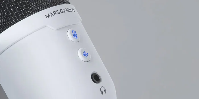 Mars Gaming MMIC-CX Micrófono de Mesa para Streaming y Gaming, Blanco, ARGB, Cancelación de Ruido ENC, 196kHz/24 bits, Cardioide, USB Plug & Play, Base Ajustable