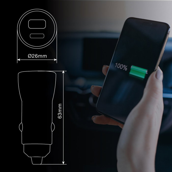 GSC Evolution Cargador Coche USB C + A QC 3.0 GSC Evolution Cargador Coche USB C + A QC 3.0
