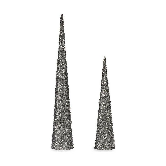 KRIST+ Set de 4 Conos de Navidad con Lentejuelas Plata