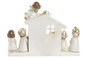 DKD Home Decor Nacimiento Navidad Tradicional Blanco Plateado 4 x 16 x 22.5 cm (2 Unidades)