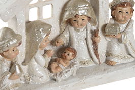 DKD Home Decor Nacimiento Navidad Tradicional Blanco Plateado 4 x 16 x 22.5 cm (2 Unidades)