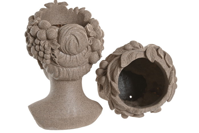DKD Home Decor Macetero Romantico Beige Resina 20 x 29 x 18 cm (2 Unidades)