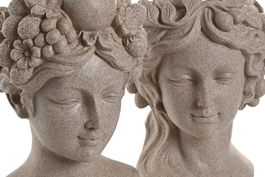 DKD Home Decor Macetero Romantico Beige Resina 20 x 29 x 18 cm (2 Unidades)