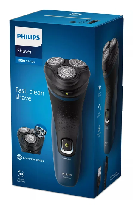 Philips S1151/00 Afeitadora Rotatoria Wet & Dry Negro y Azul Philips S1151/00 Afeitadora Rotatoria Wet & Dry Negro y Azul