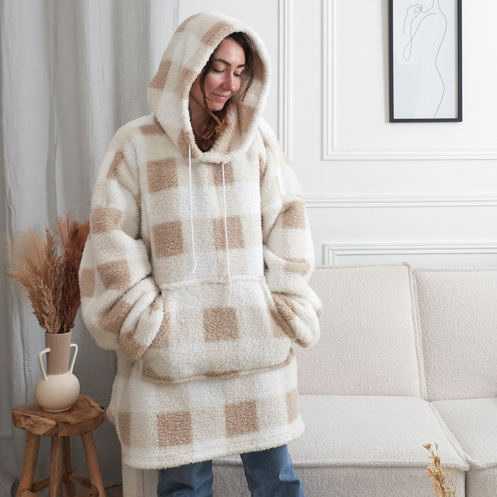 Home Deco Factory Sudadera Con Capucha Cuadros Poliéster