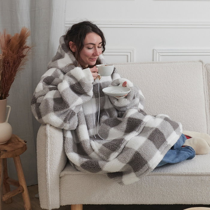 Home Deco Factory Sudadera Con Capucha Cuadros Poliéster