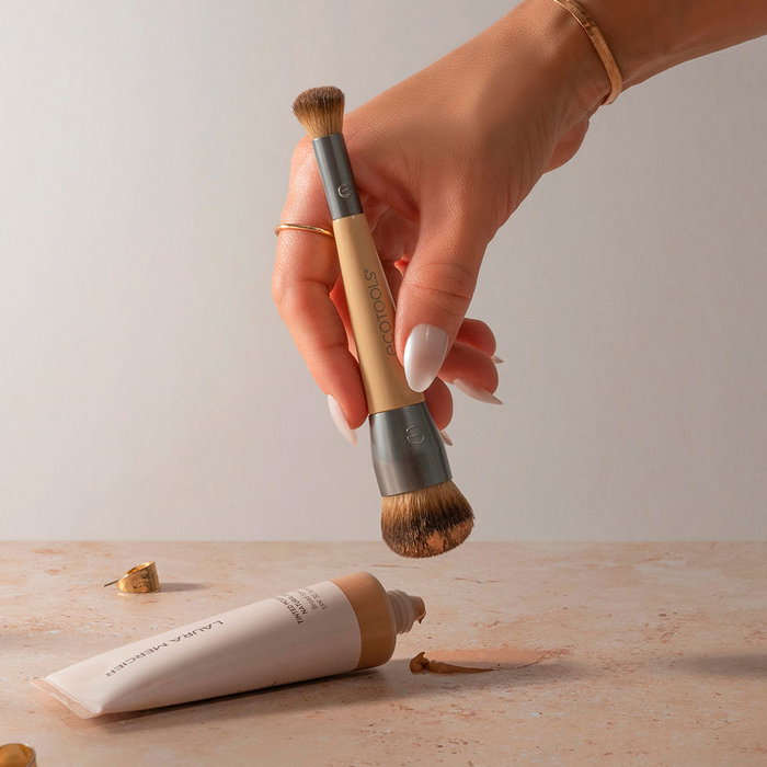 Ecotools BLEND + CONCEAL Brocha Dúo para Maquillaje, para Base y Corrector, 1 Unidad