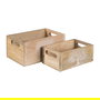 S/2 Cajas Blanco-Natural Madera de Mango 24 X 16 X 11 cm