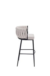 DKD Home Decor Taburete Moderno Beige Metal Poliester Trenzado 44 x 104 x 47 cm (2 Unidades)